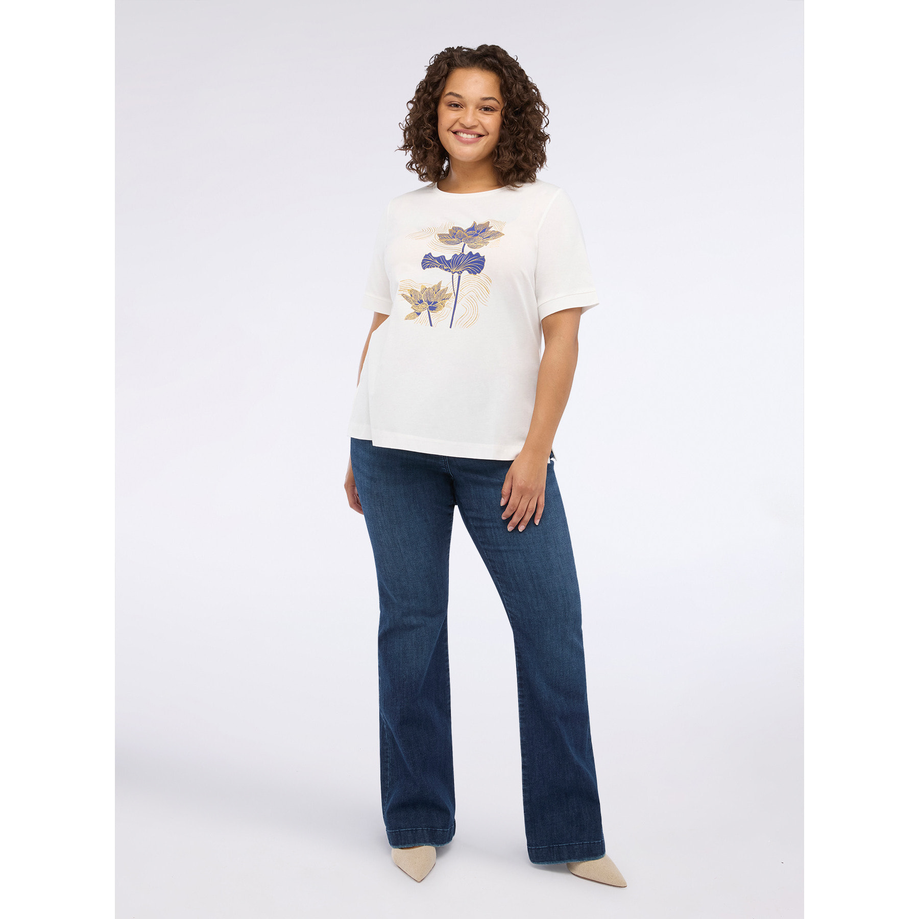 Fiorella Rubino - T-shirt in jersey di cotone con stampa floreale - Bianco