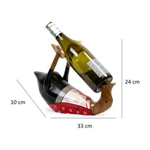 Statue porte-bouteilles L. 30 cm canard en bois de teck - DUCK