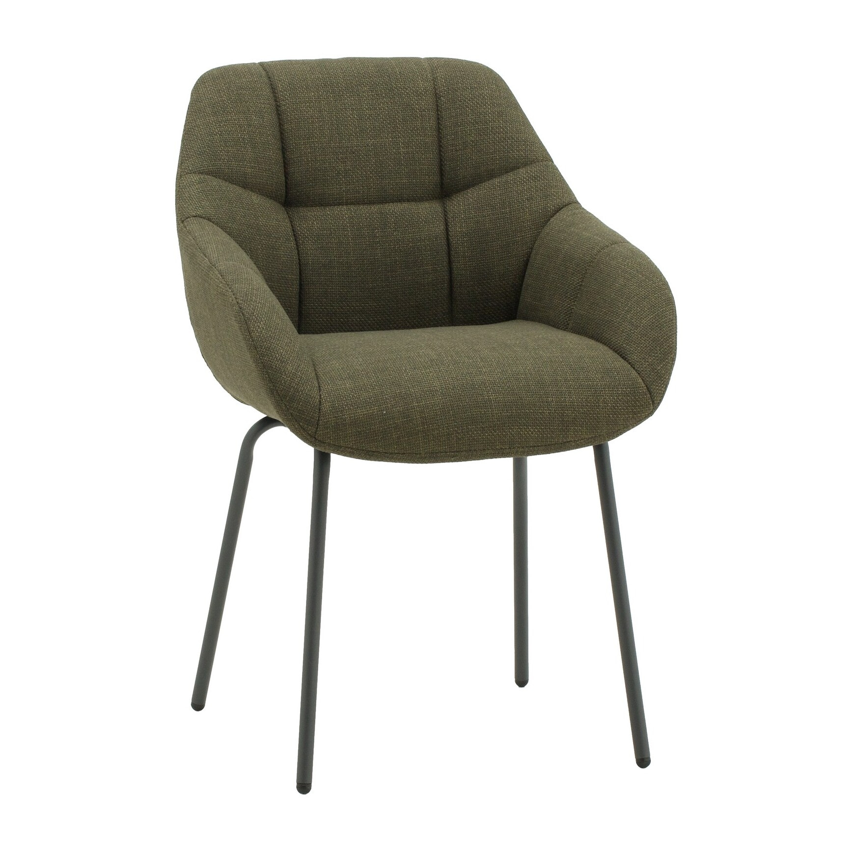 Set di 2 poltroncine SMICHOV in tessuto verde scuro e gambe in metallo nero, con braccioli