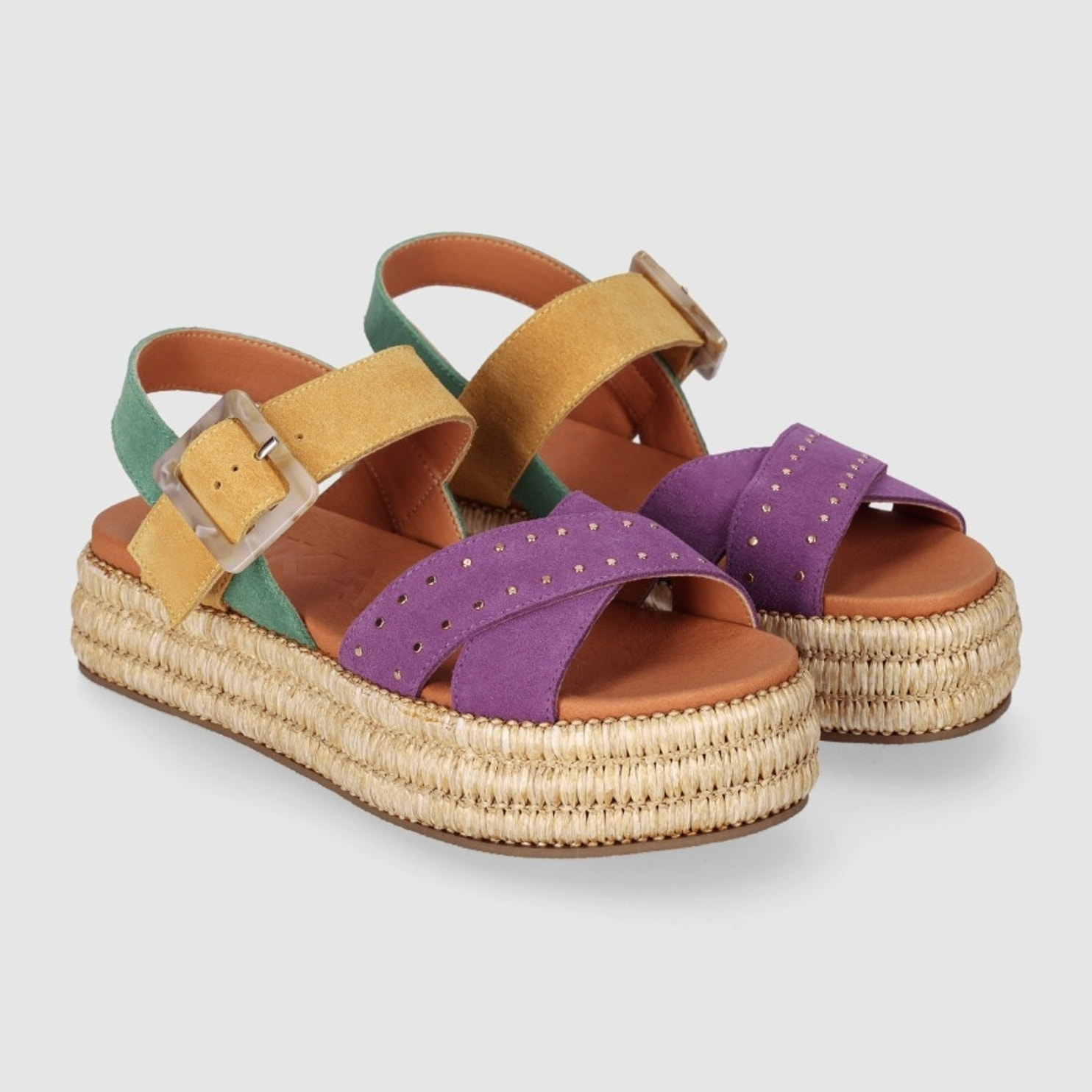 Sandalias de Serraje - Multicolor - Tacón: 5 cm