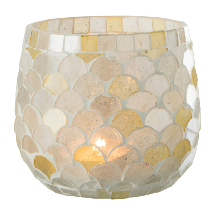J-Line photophore Mosaique - verre - blanc/jaune clair - small - 3 pcs