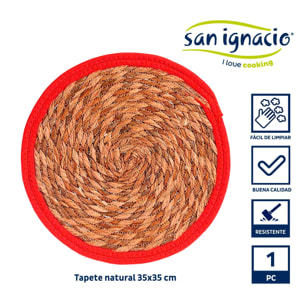 Tapete natural borde rojo 35cm colección kinvara