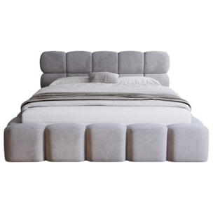 Mariposa - lit coffre - 160x200 cm - sommier inclus - en velours - Gris