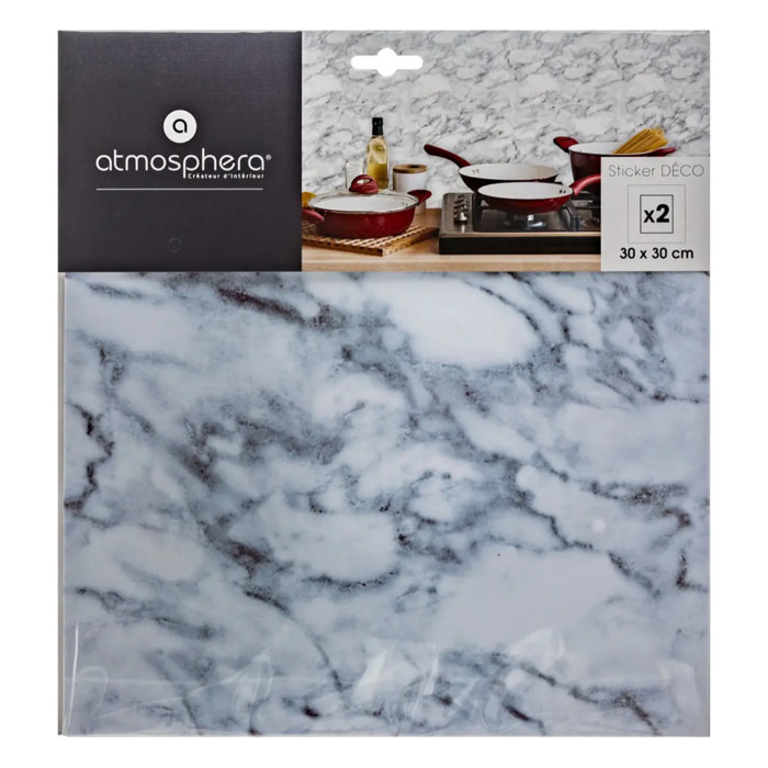 Lot de 2 stickers plaques marbre blanc