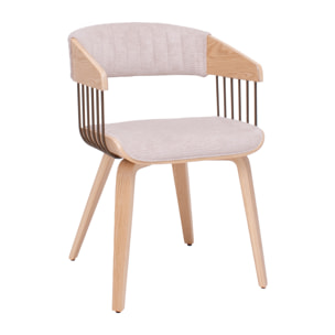 Brema - Set 2 Sedie Imbottiti 51x78x42,5 cm in Legno di Plywood e Tessuto Beige