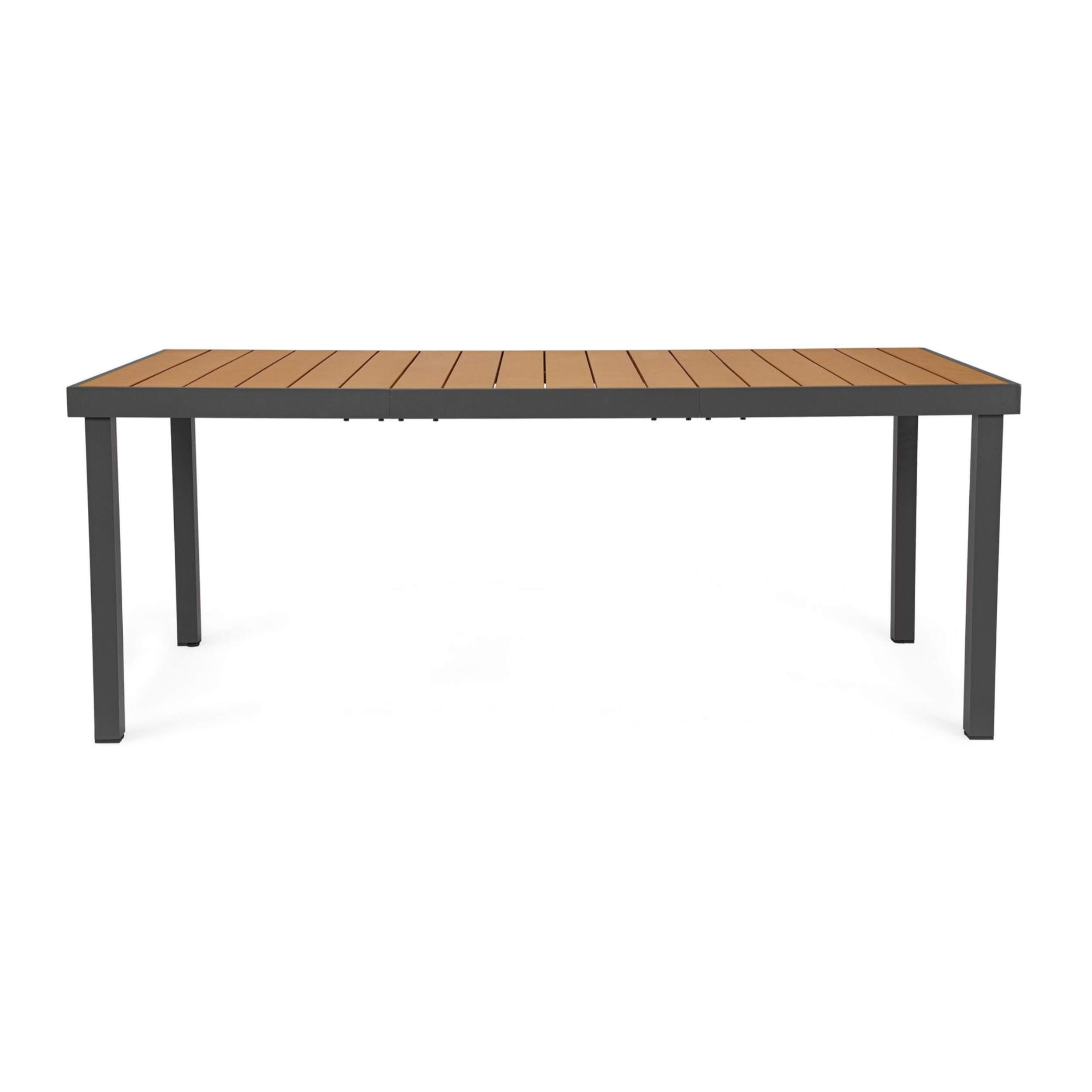 Tavolo da giardino SANTANDER con piano effetto legno e struttura in alluminio antracite, 190×90 cm