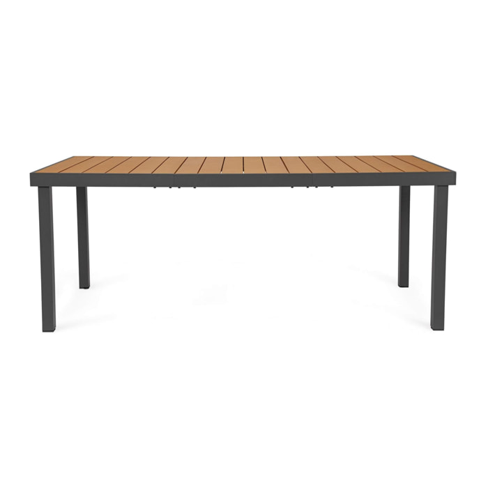 Tavolo da giardino SANTANDER con piano effetto legno e struttura in alluminio antracite, 190×90 cm