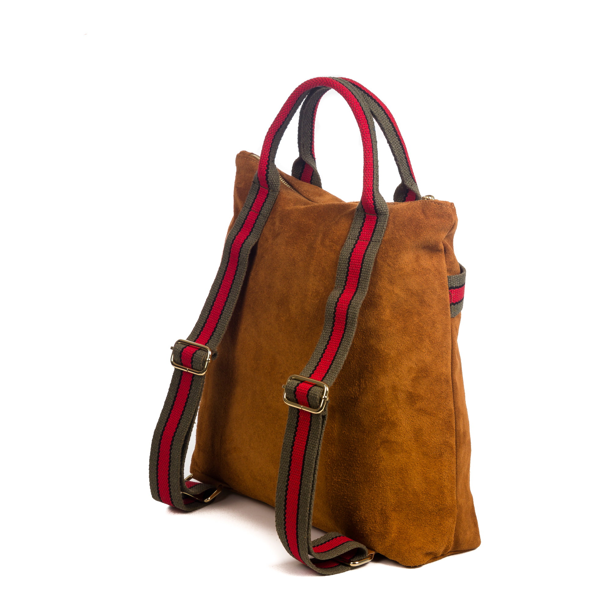 FIRENZE ARTEGIANI Borsa Zaino Venusta da Donna. Vera Pelle Scamosciata Premium Tela Stampata Made in Italy 35x10x35 Cm. Colore: pelle