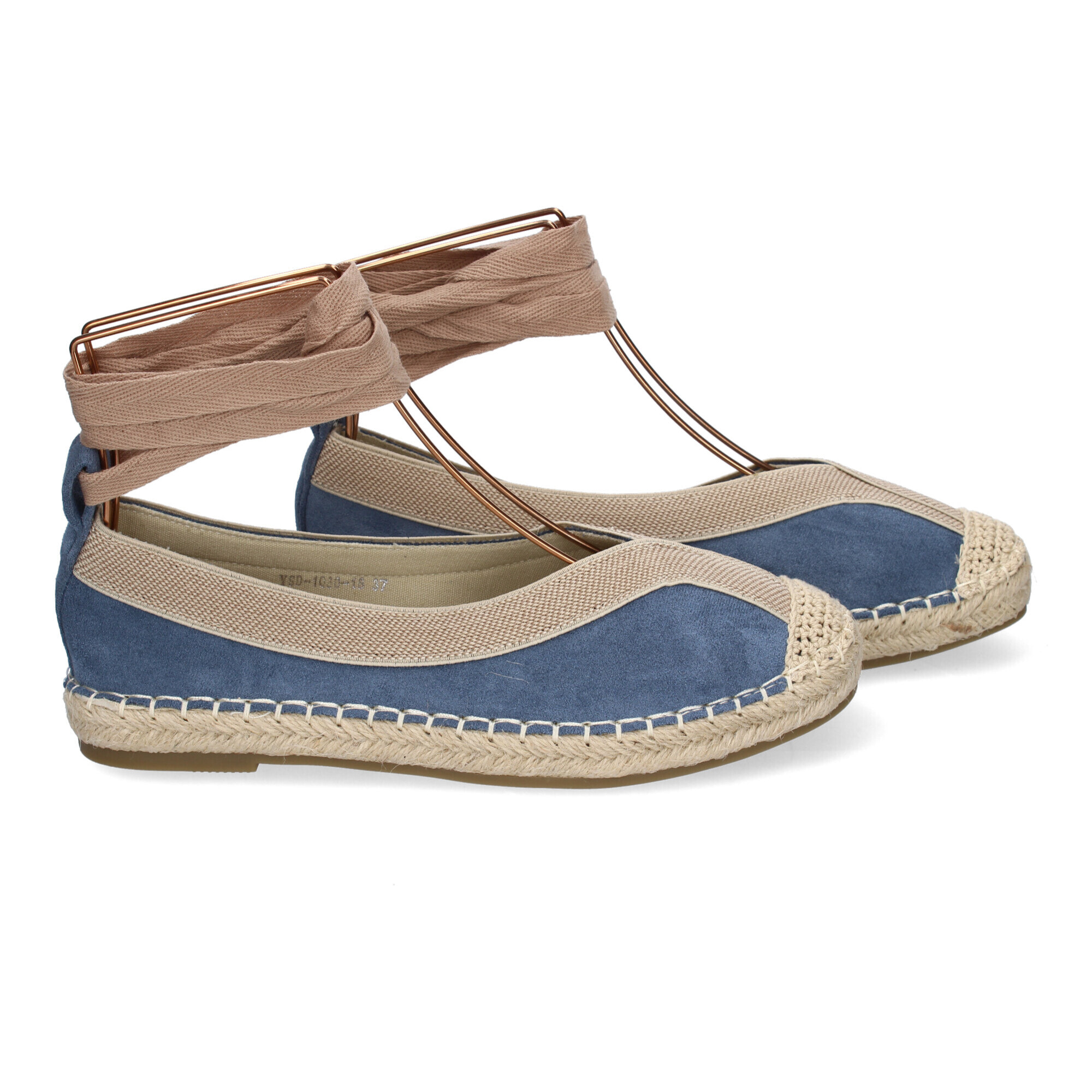 Bailarina de Mujer con Yute, Diseño Moderno con Puntera Bordada y Cintas