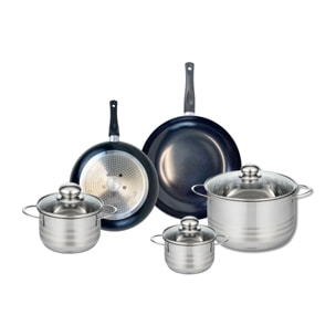 Ensemble de 2 Poêles de cuisson 20 et 24 cm et 3 faitouts 12, 14 et 24 cm Elo Prima Brillant
