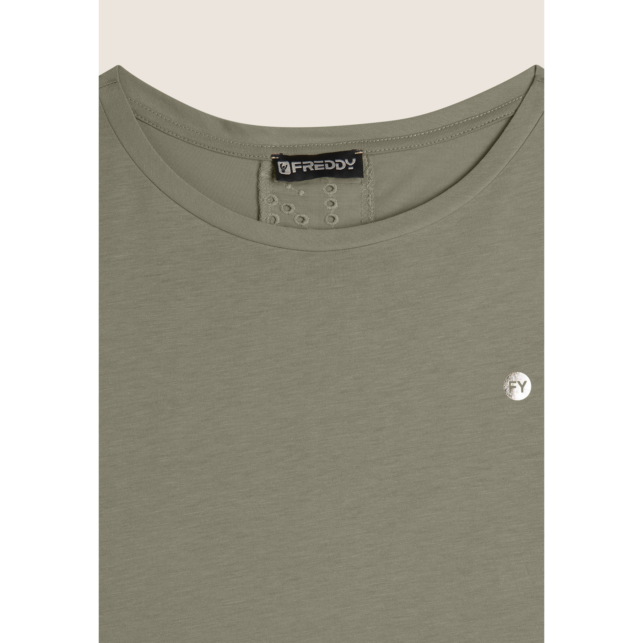 T-shirt con inserto posteriore in Sangallo