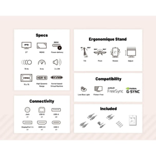 Ecran PC JAPANNEXT JN-I27QR-C65W-HSP 27'' IPS Blanc