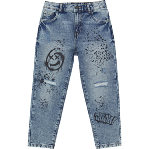 Jeans dad fit con graffiti