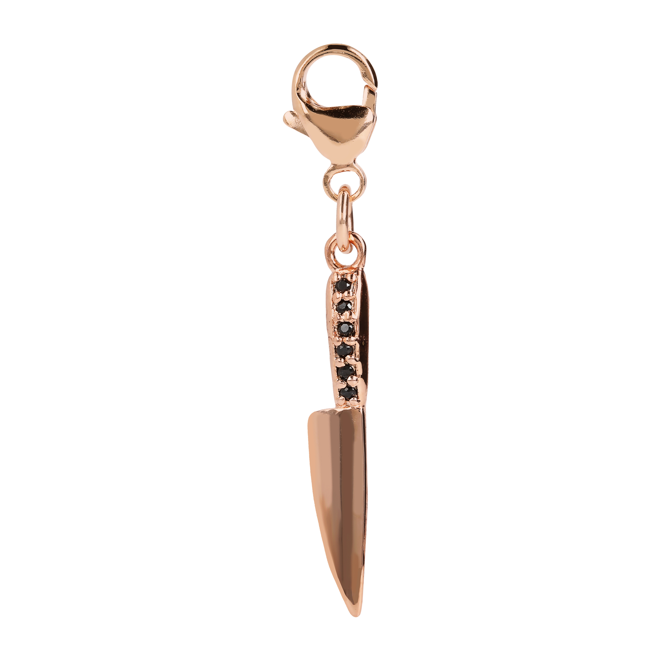 Pendente Coltello placcato Oro Rosa 18Kt con Spinelli Neri