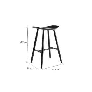 Tabourets de bar noirs H65 cm (lot de 2) DEMORY