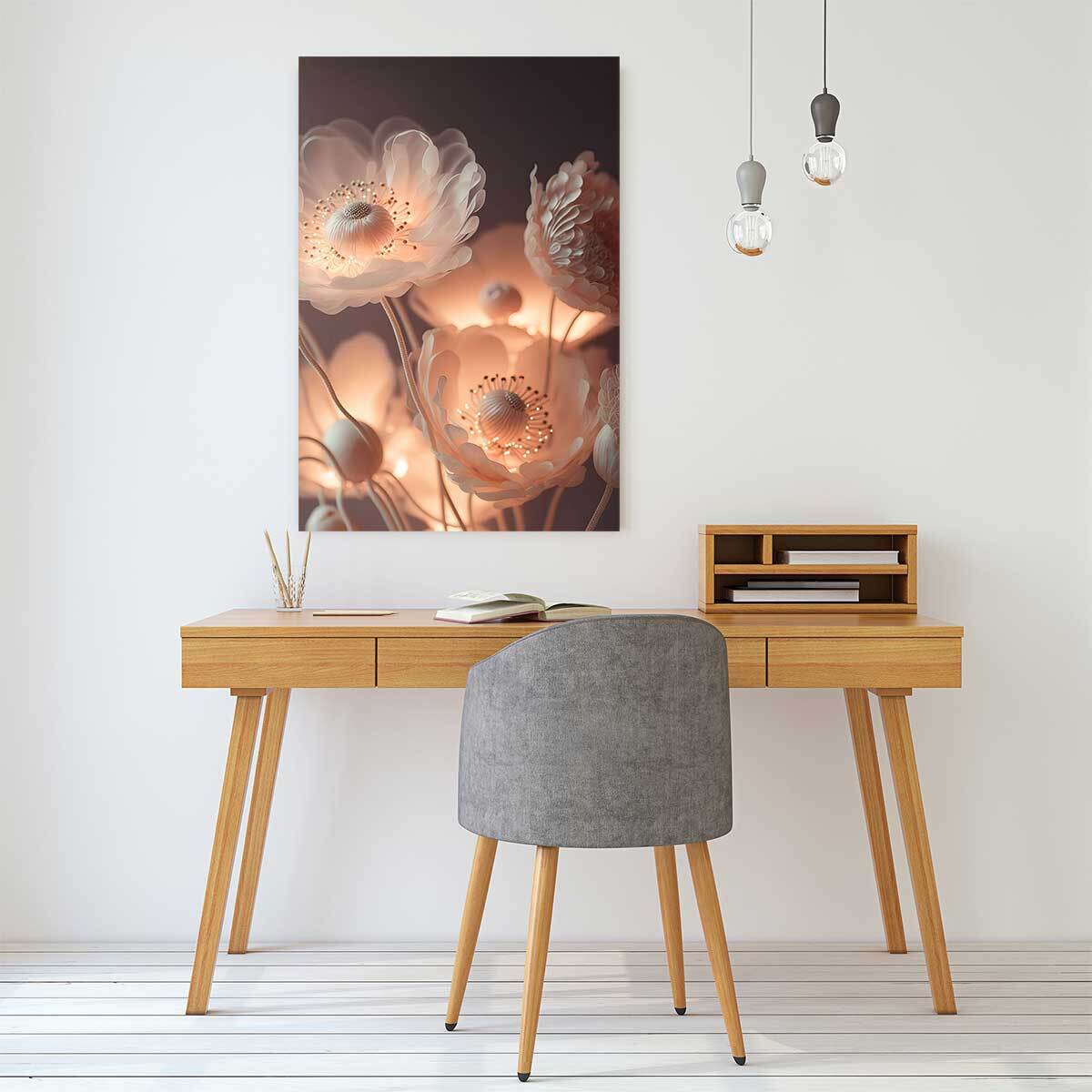 Tableau floral fleurs lumineuses  Tableau alu Dibond