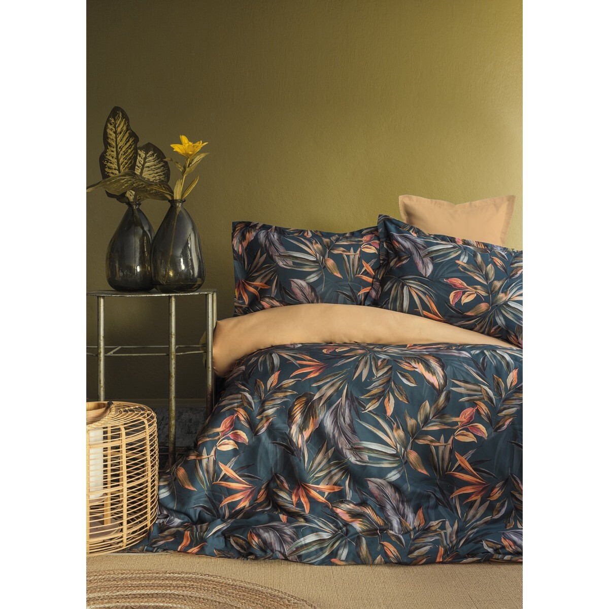 Housse de couette + taies oreiller satin de coton "Calitta"