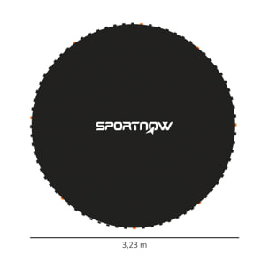 Tapete de Repuesto para Trampolín Ø323 cm Colchoneta para Trampolín de 12 Pies con 72 Ganchos en Forma de V Anti-UV y 8 Filas de Costuras Carga 120 kg Negro