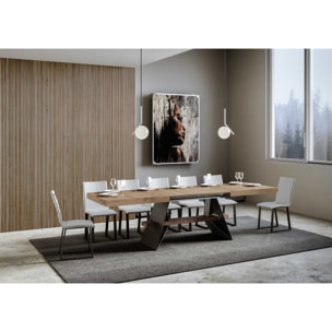 Table Baita Extensible Dessus Chêne Nature 90x160 Allongée 420 cadre Anthracite