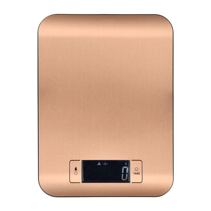 Báscula de cocina 0-5 Kg con pantalla LCD en Acero inoxidable y ABS Copper Bergner