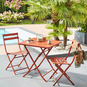 Table de jardin pliante carrée "Greensboro" ambre 2 places en acier traité époxy