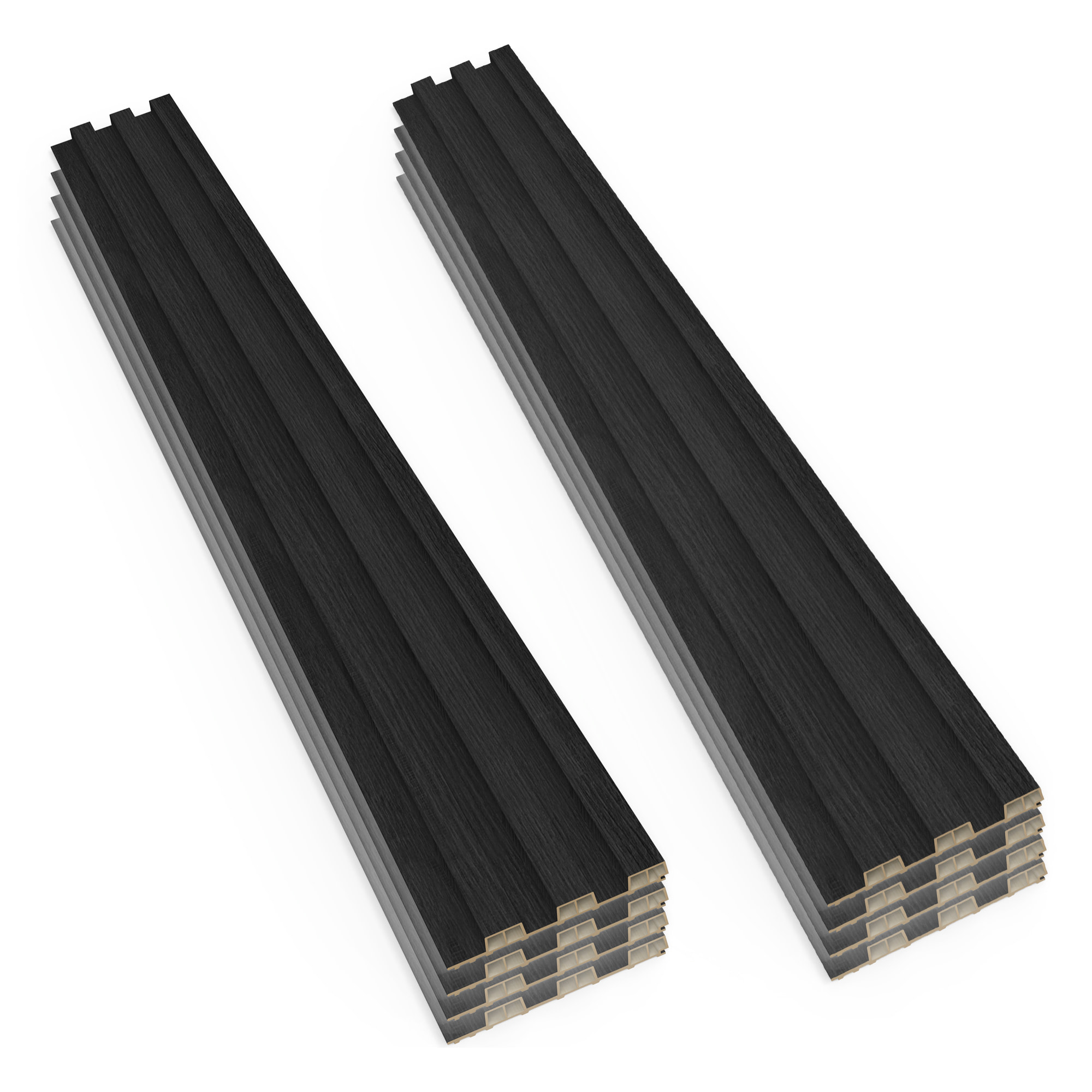 Bach - Set 8 Pannelli Fonoassorbenti Decorativi 150x18 cm per Interno ed Esterno in WPC Nero