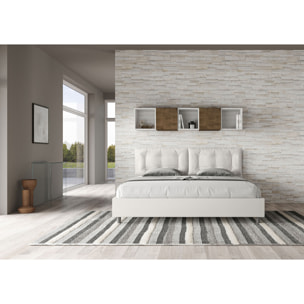 Lit king size sans sommier rembourré 200x210 similicuir blanc Annalisa Large