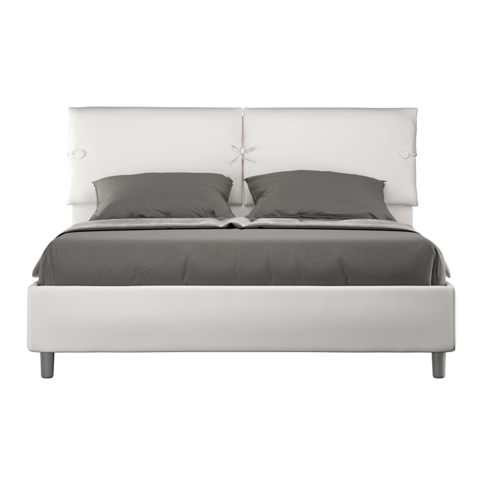 Letto matrimoniale contenitore imbottito 160x200 similpelle bianco Sleeper