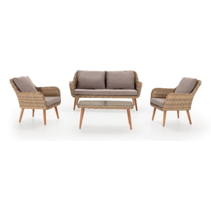 Conjunto Muebles de jardín Lila de ratán sintético, 4 Piezas