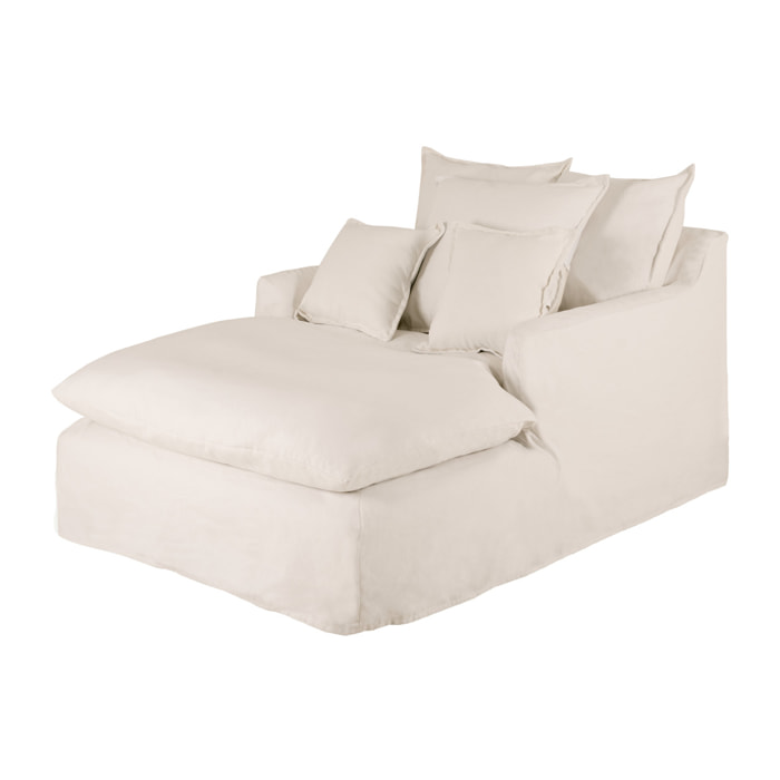 Fauteuil en coton et lin couleur blanc de 115x170cm Hauteur: 73 Longueur: 170 Largeur: 115