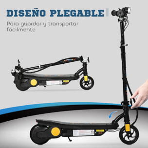 Patinete Eléctrico para Niños de 7-14 Años, Plegable, Patín Eléctrico, Max. 12 km/h, Motor 120 W, Autonomía Máxima 10 km, con Manillar Ajustable en Altura, Faro LED y Freno, Negro