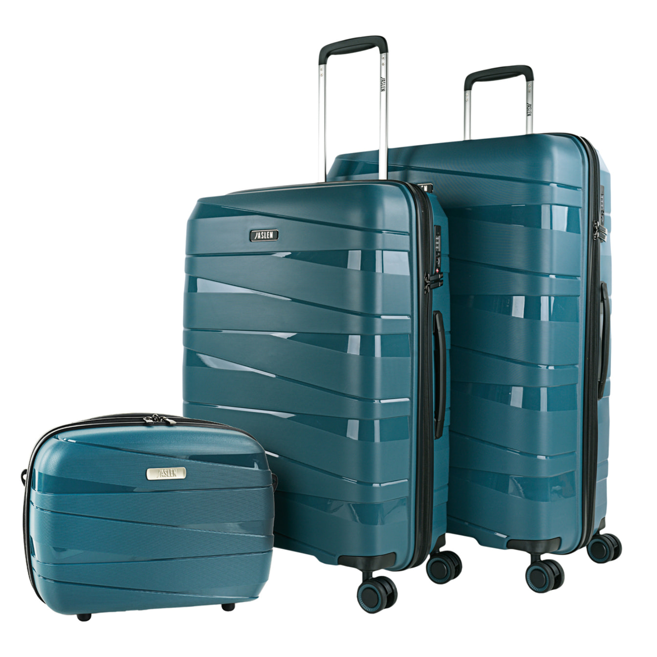 Juego De Maletas Rígidas Pp Jaslen Stuttgart Azul Metalico
