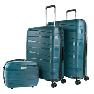 Juego De Maletas Rígidas Pp Jaslen Stuttgart Azul Metalico