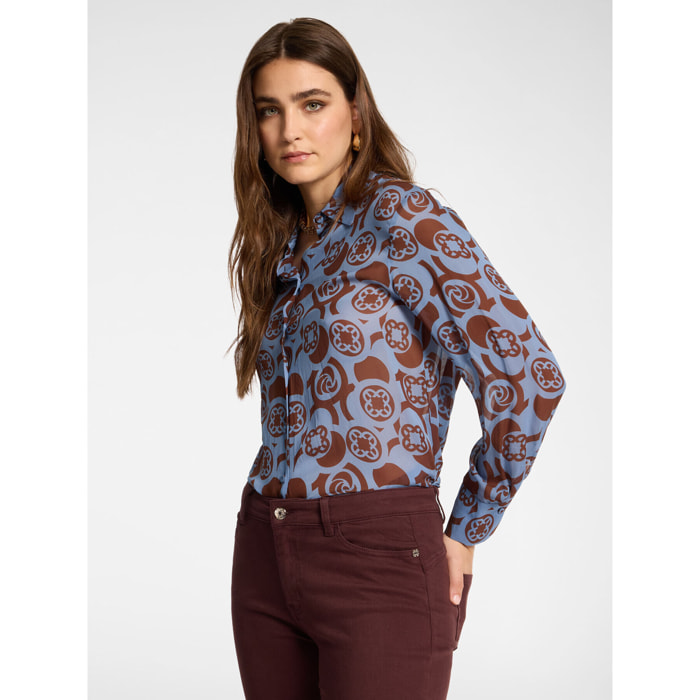 Elena Mirò - Camicia in viscosa stampata - Azzurro