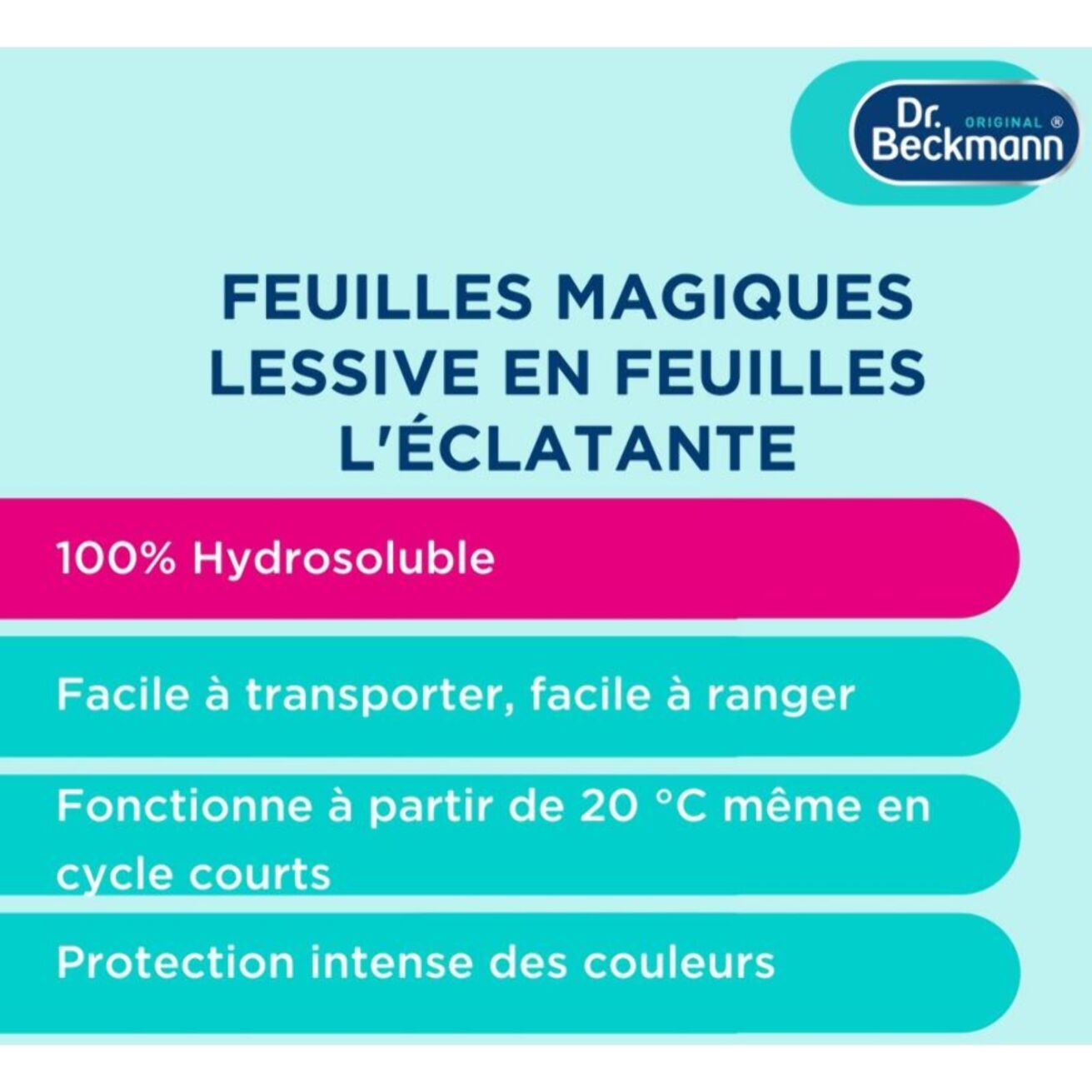 Lessive DR BECKMANN en feuilles L'éclatante x80
