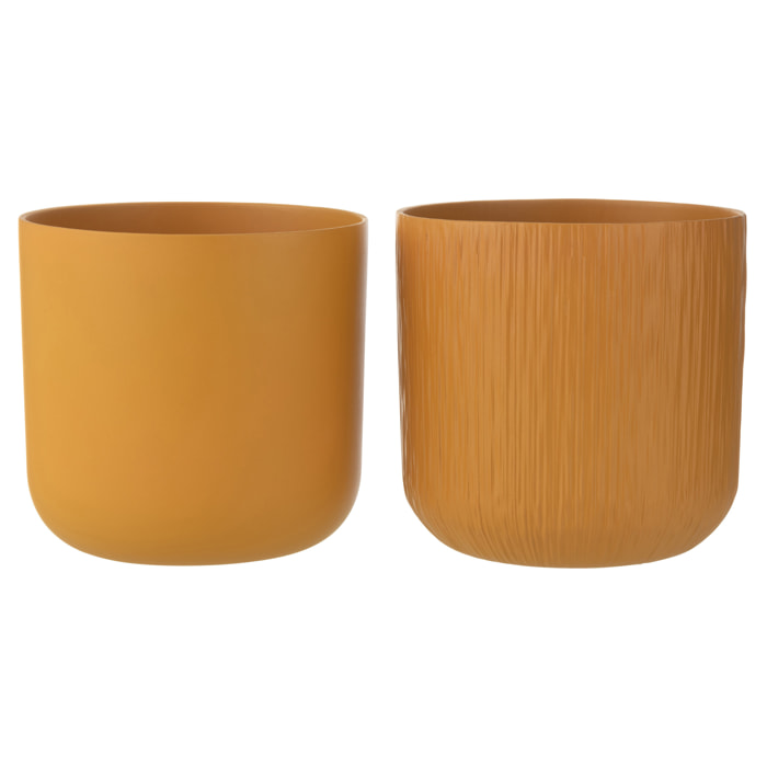 J-Line cache-pot Gen - céramique - ocre - XXL - 2 pièces - Ø 26.5 cm