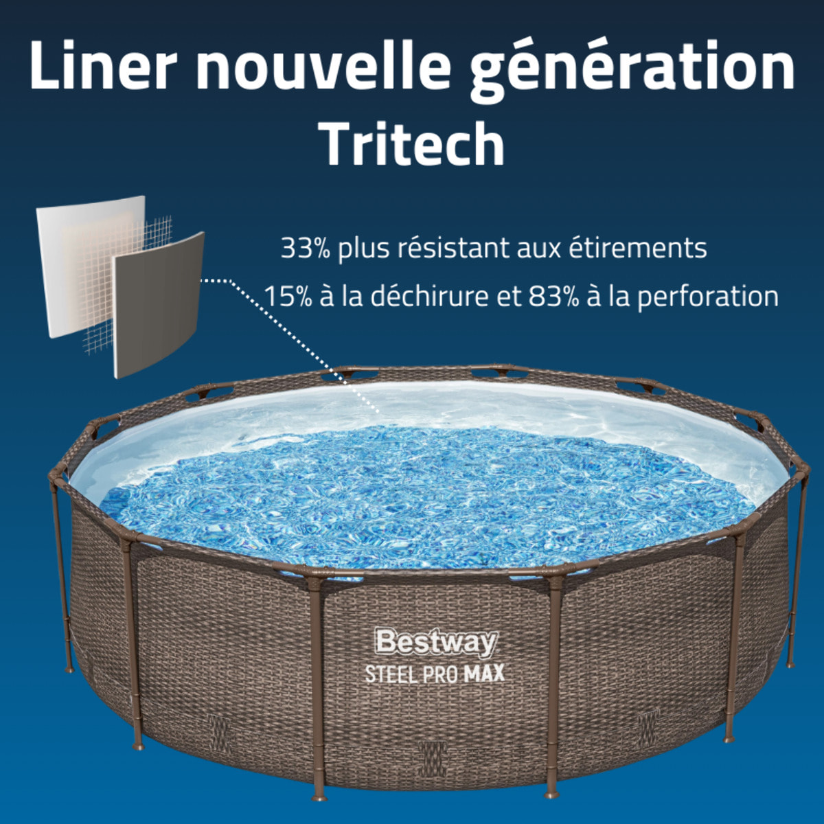 Bestway Piscine hors sol tubulaire ronde Bestway Steel Pro Max 366 x 100 cm décor rotin gris sans accessoires