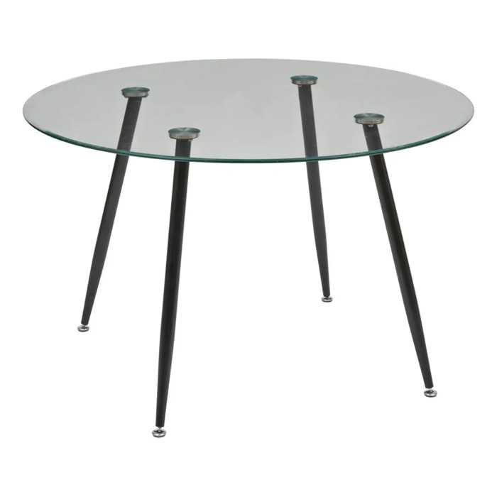 Table à manger en verre trempé 4 places Ostras D120cm