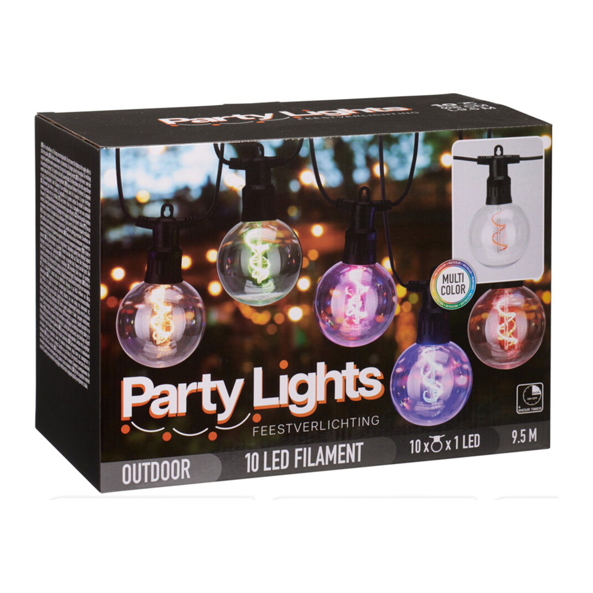 Guirnalda multicolor con luces de bola g80 - temporizador incluido 95x8x11cm