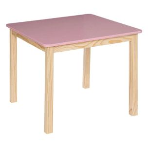 Table "Classic" en pin & bois 60x60cm rose