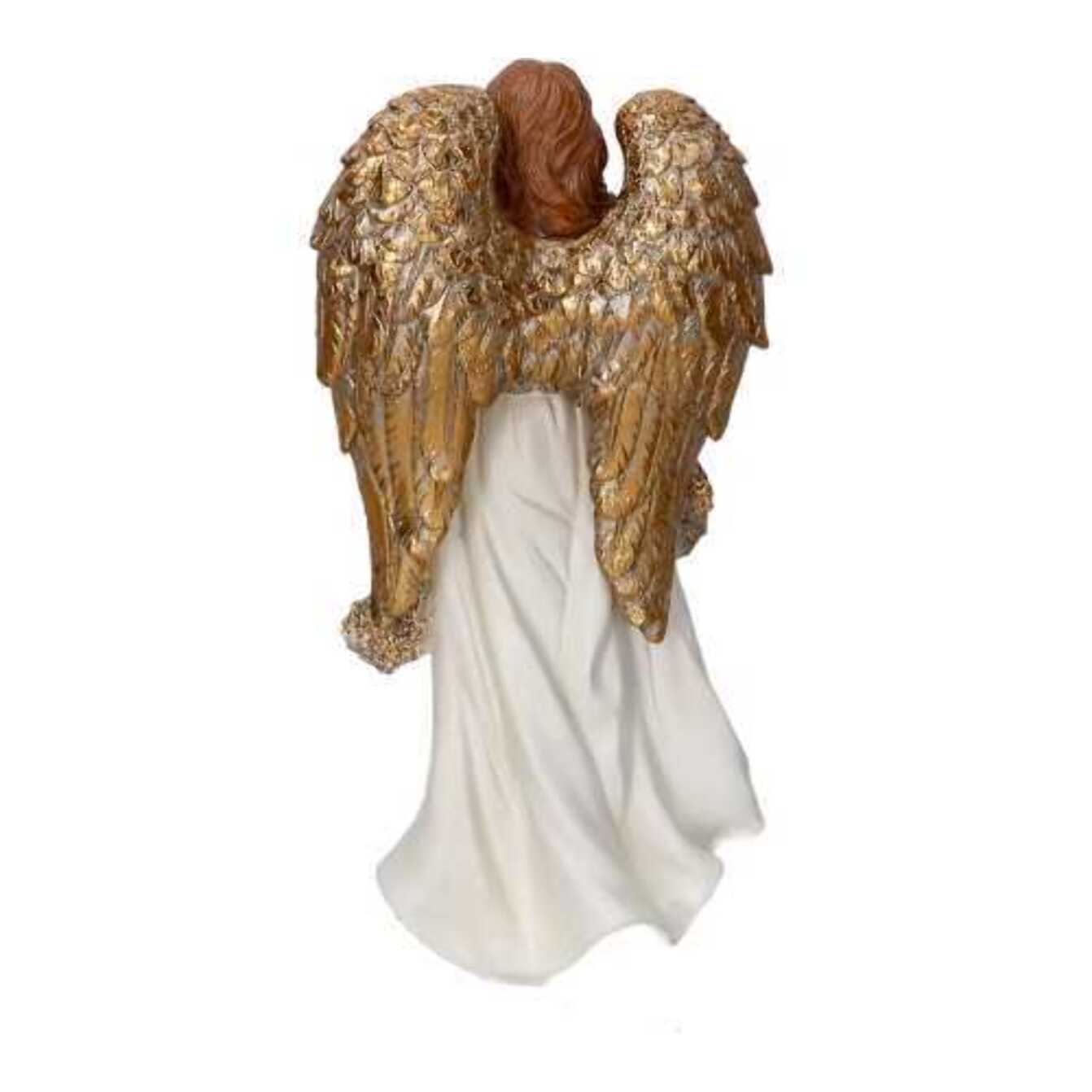 Angelo in resina bianco e oro cm12,5x11,5h25,5