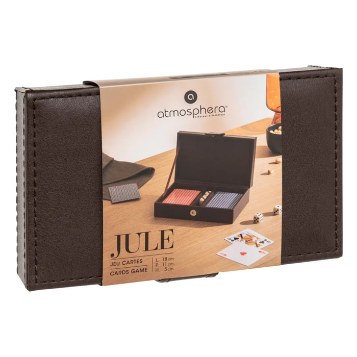 Coffret jeu de cartes Jule marron 19x5cm