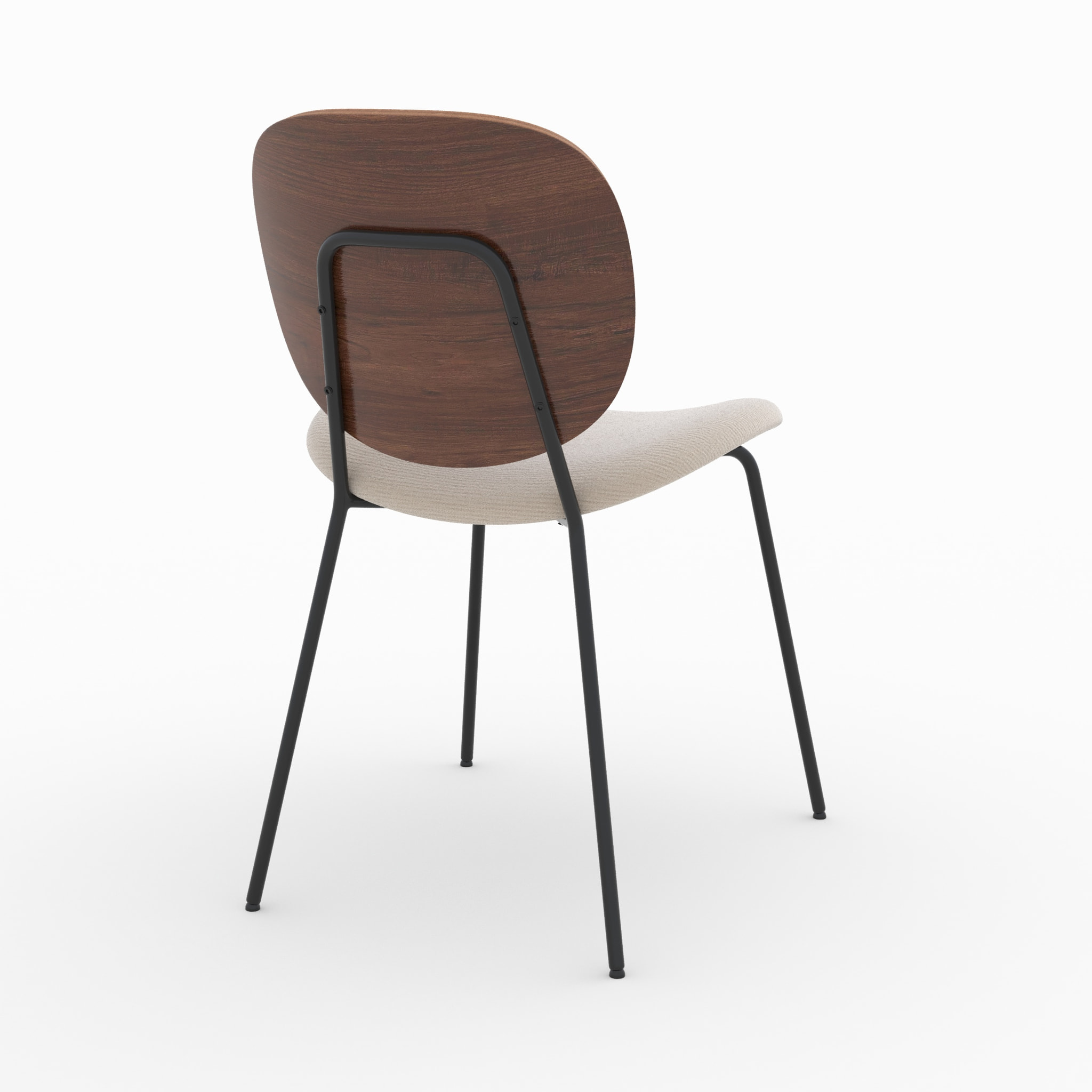 Lot de 2 chaises en tissu beige chiné et bois - Simone