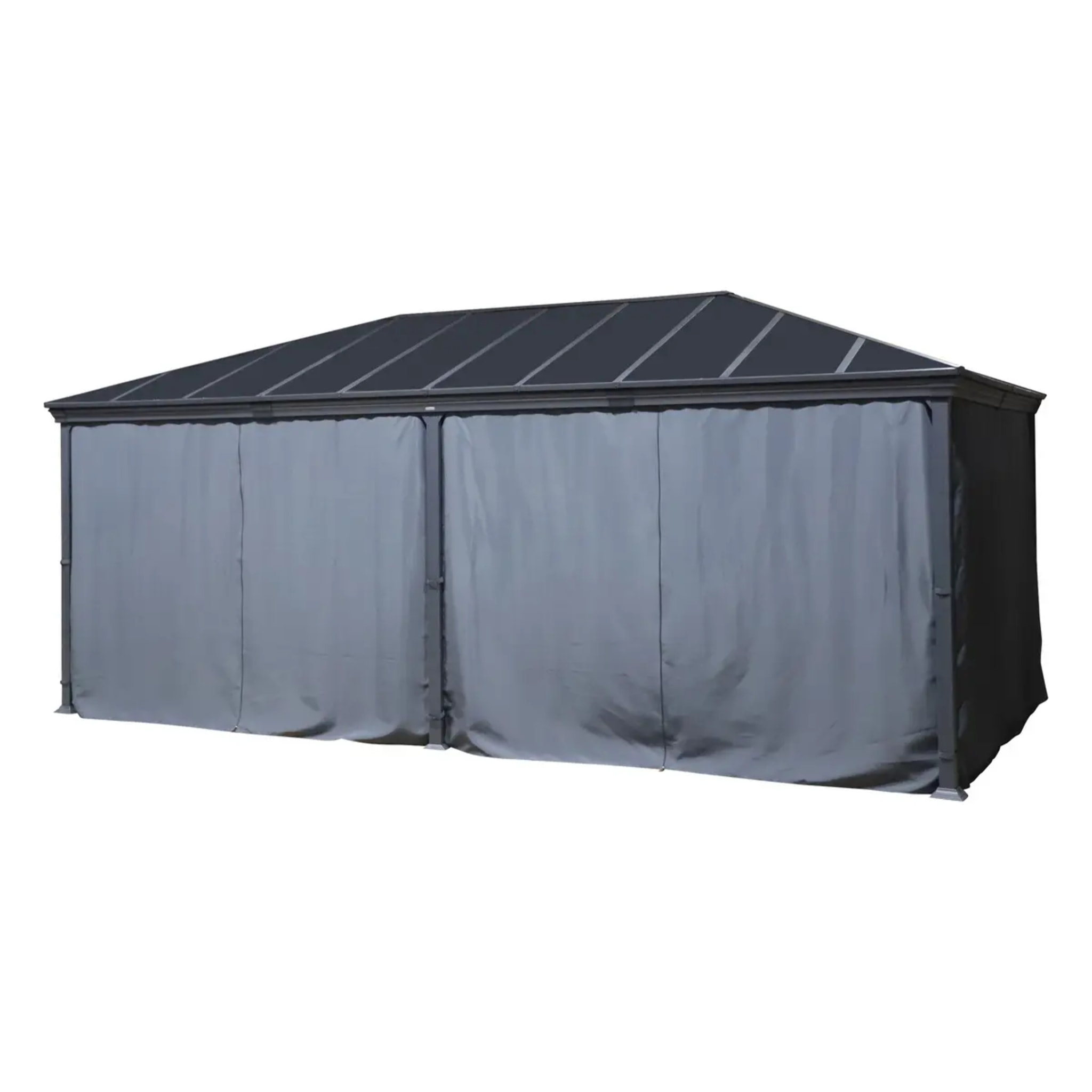 Pergola autoportante "Belize" graphite 3,6 x 6m en aluminium et polycarbonate