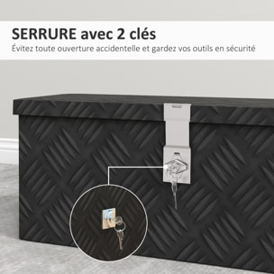 HOMCOM Boite de rangement - boîte à outils en aluminium - caisse à outil alu. verrouillage clé dim. 50L x 15,5l x 20,5H cm