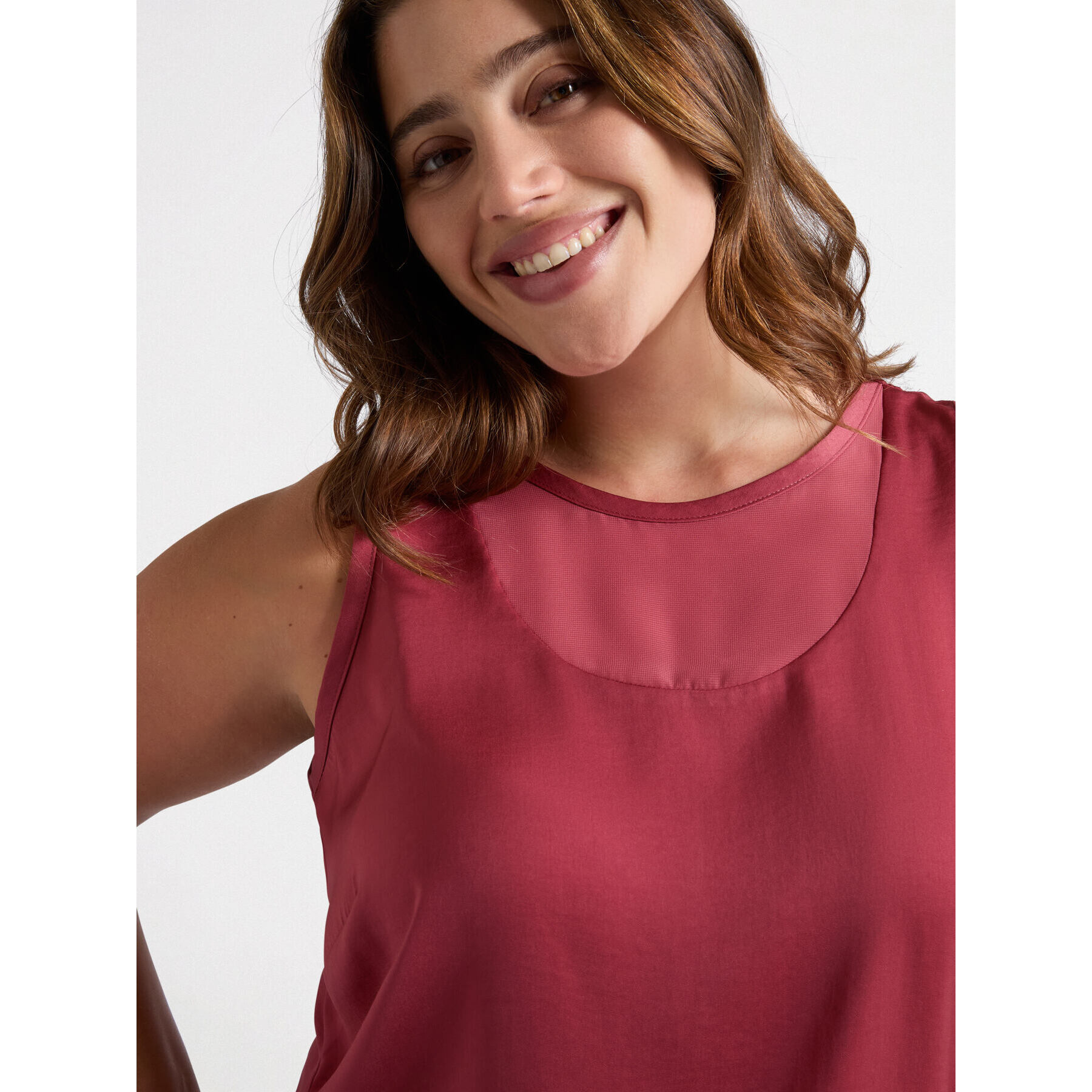 Fiorella Rubino - Top de raso con nudo - Burgundy