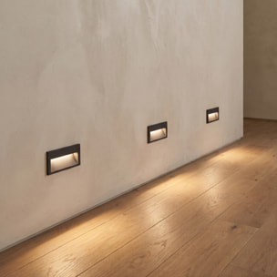 Ledsc4 - Empotrable de pared Tiny Short Aluminio, Cristal Gris urbano, Arenado