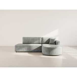 Miro - Canapé d'angle droit 4 places convertible avec coffre en velours texturé - Gris