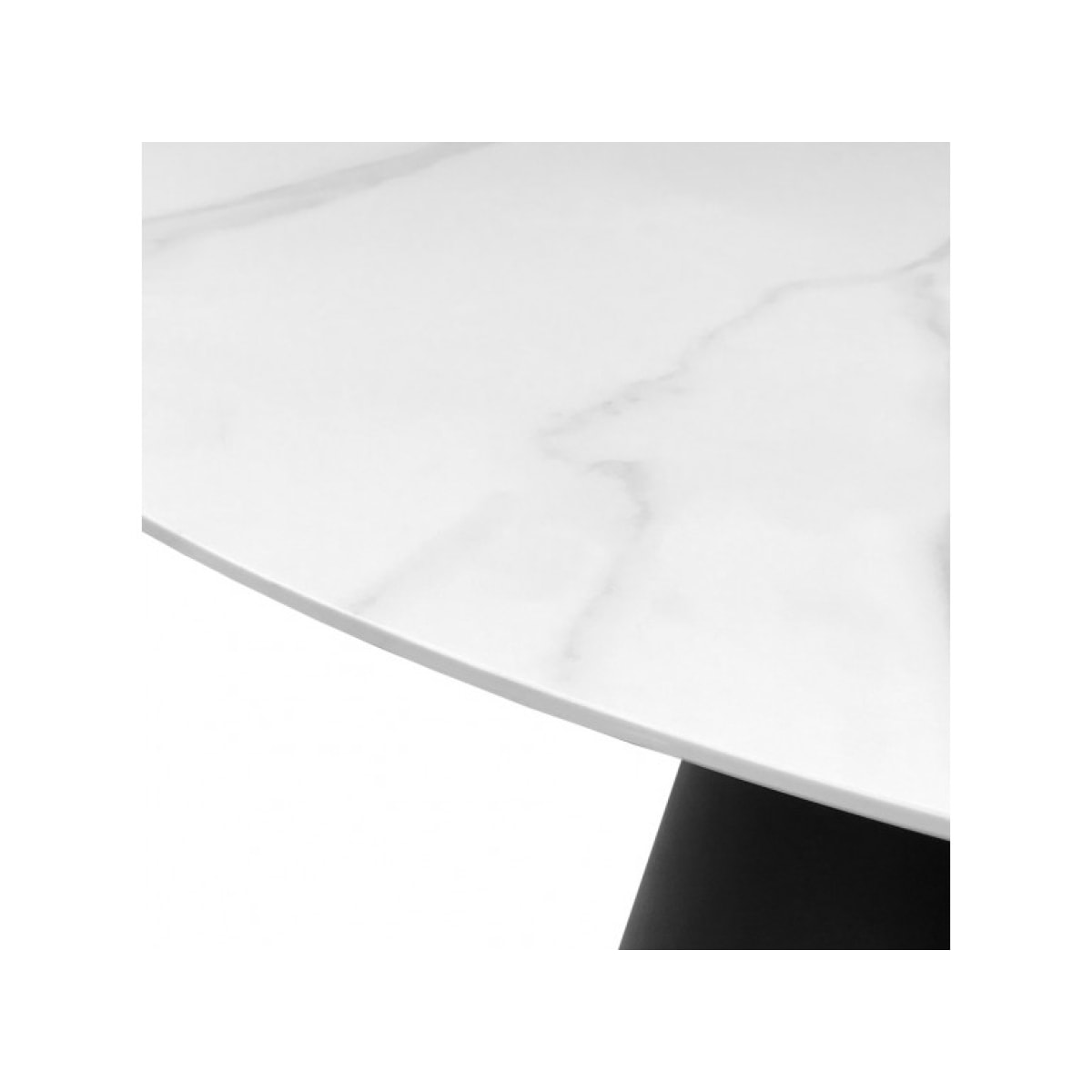 Table de repas ronde plateau en céramique blanc & pieds métal noir - CURVE
