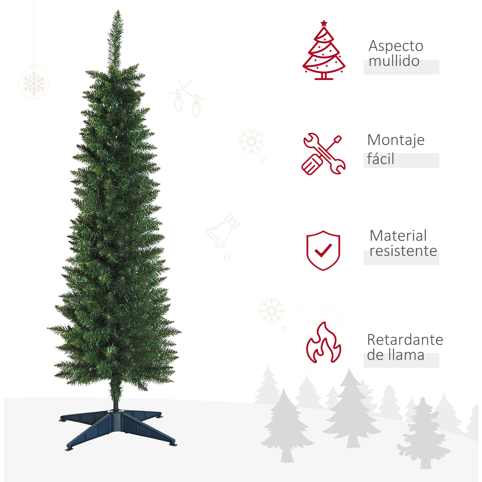 árbol de Navidad Artificial con Soporte 46x150cm Verde